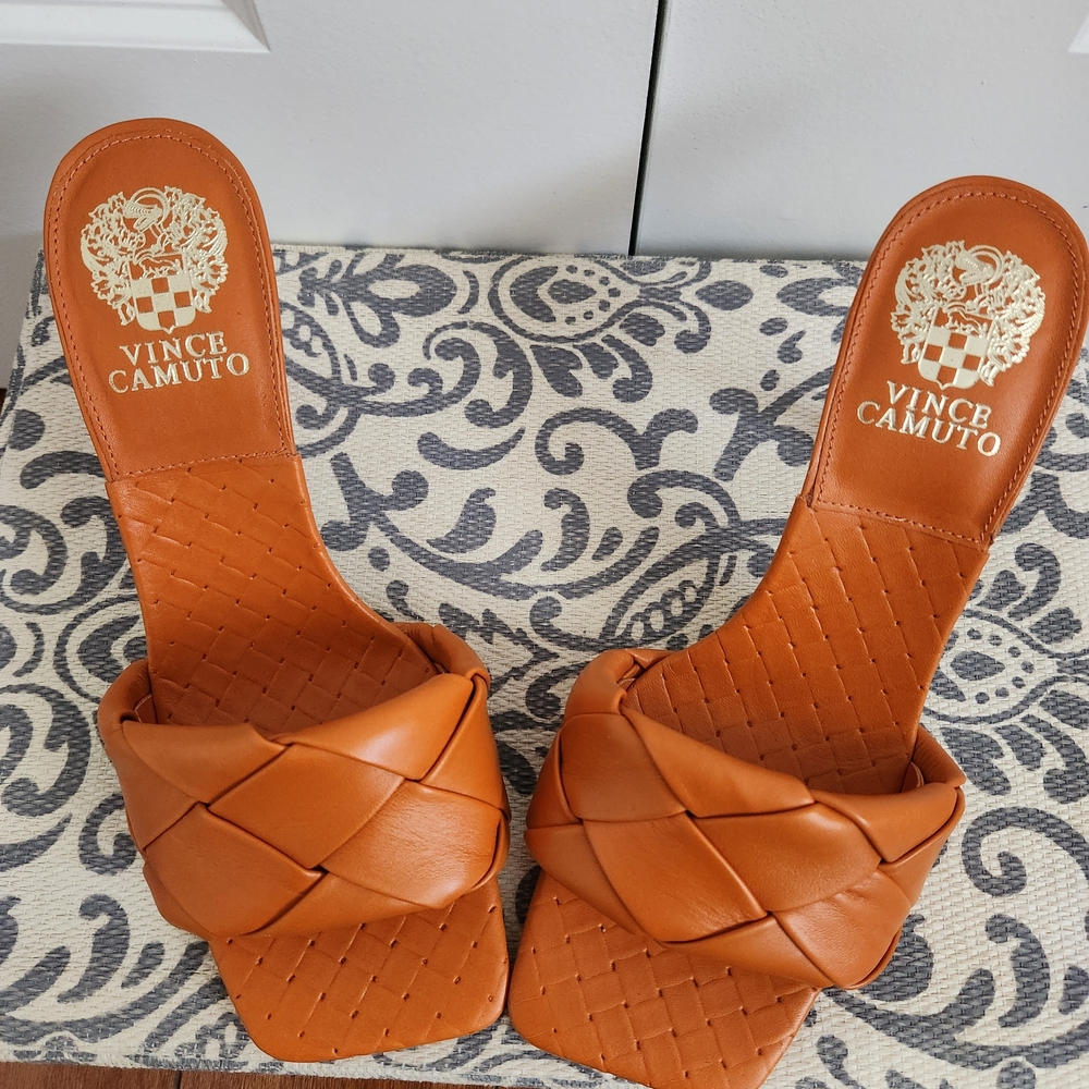 Vince Camuto Women's Orange Woven Slide Mule Sandals Sz 8M - Picture 2 of 6